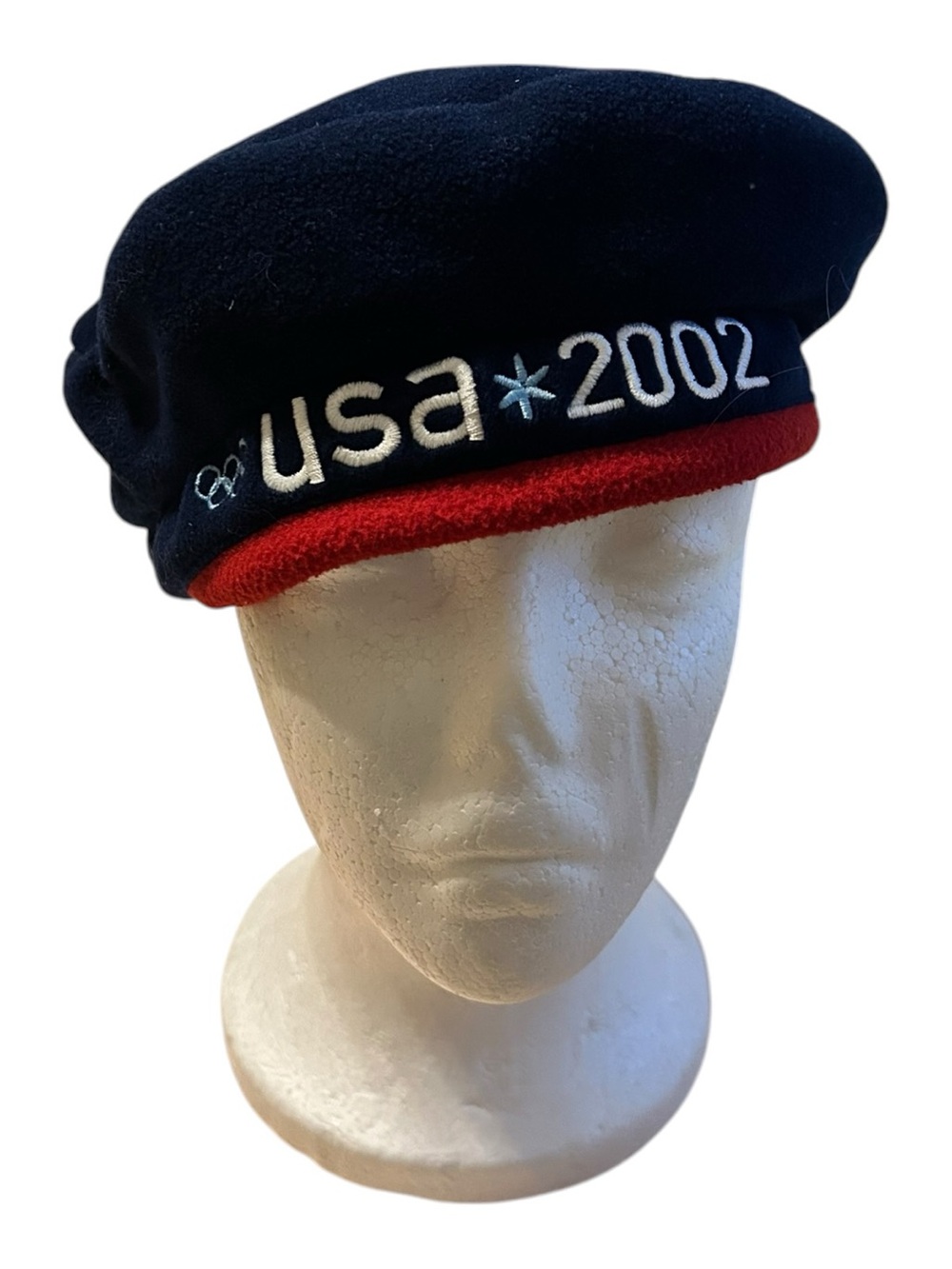 USA Team 2002 Winter Olympics Beret Hat Cap Roots Adjustable Strap Adult Vintage